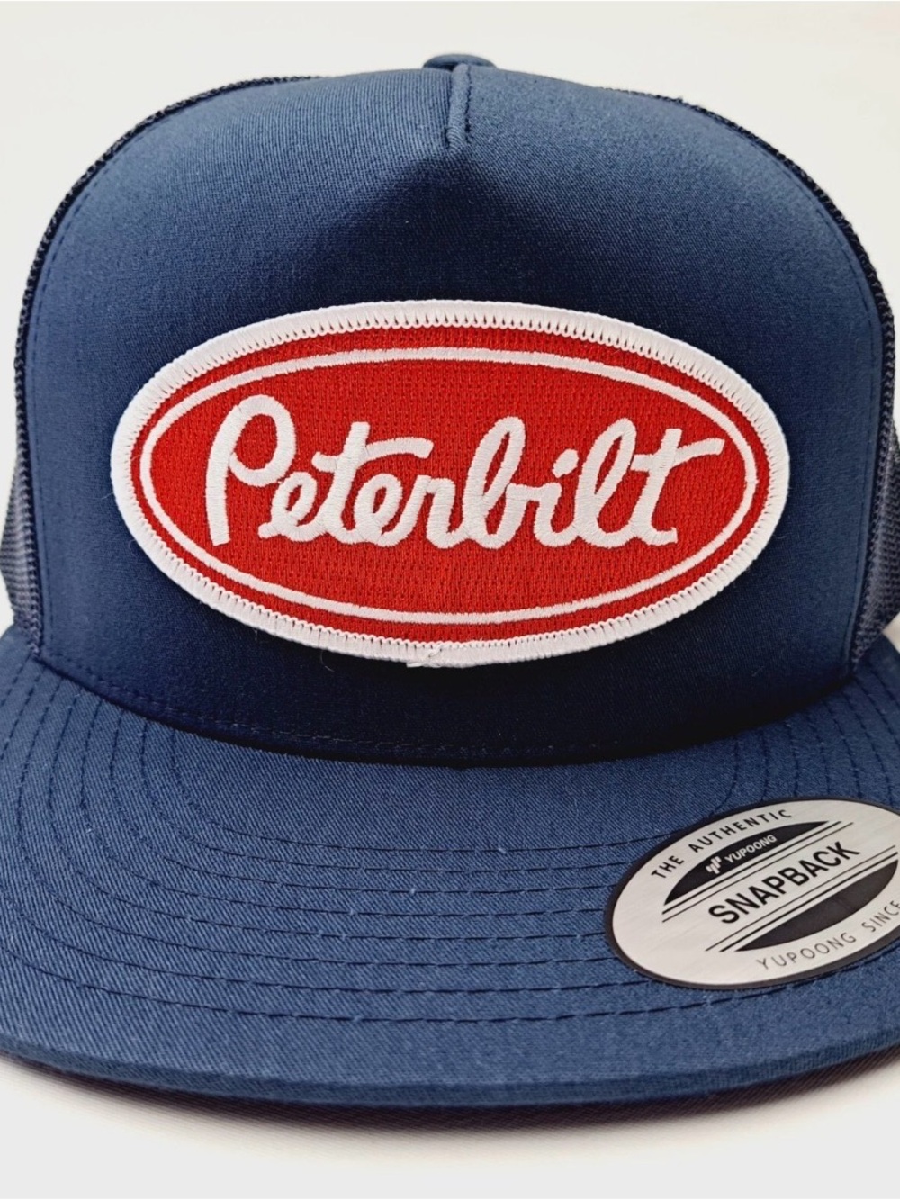 Peterbilt Baseball Cap Hat Flat Bill Mesh Snapback Blue Embroidered Patch
